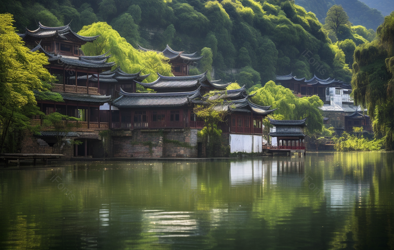 古香古色风景如画石板建筑的古镇,高清,摄影图,摄影图片,图片大全,摄影图免费下载